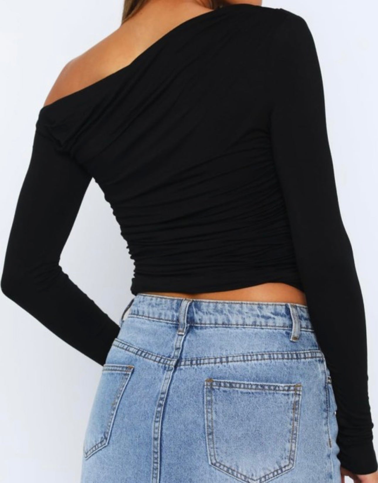 Off-Shoulder Noir Ruched Top