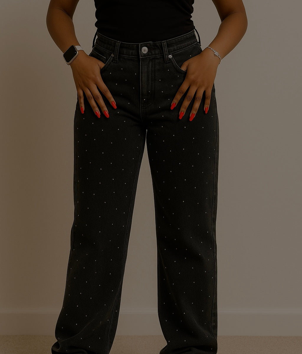 Rhinestone Trap Jean